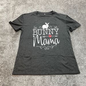 Unbranded Shirt Womens Large Gray Bunny Mama Logo Short Sleeve Casual New NWOT